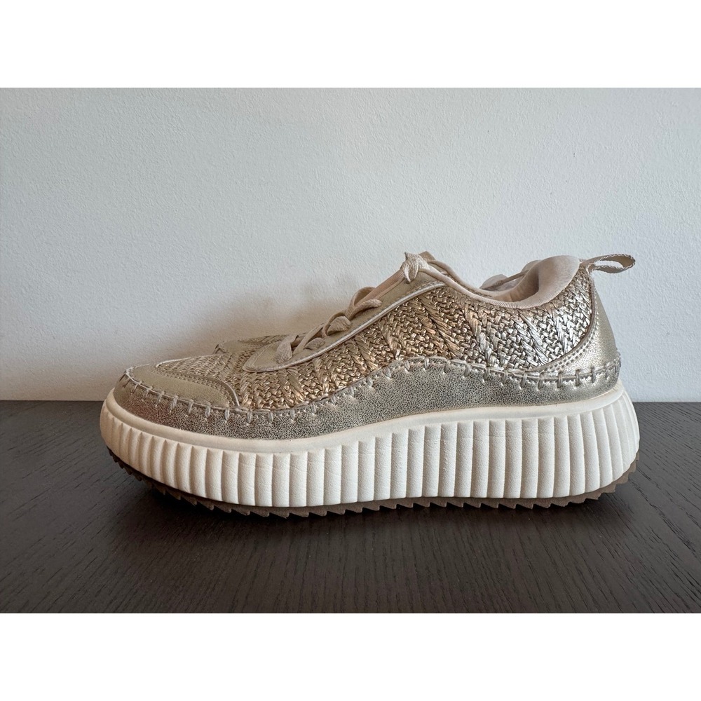 Dream Pairs Platform Woven Sneakers Women 8.5 Gold Metallic Whipstitch SDFN2379W